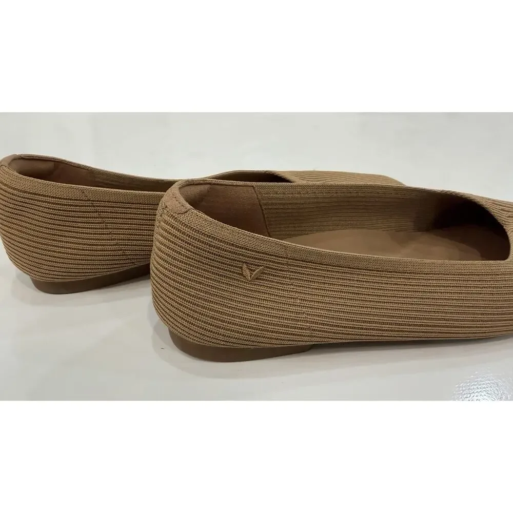 VIVAIA Margot Beige Knit Flats Slip on Washable Ballet Shoes Size EU 42